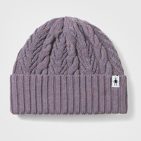 Cable Knit Beanie Chalk Violet Heather