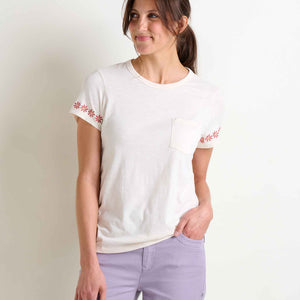 Primo Crew Embroidered Top for Women Salt